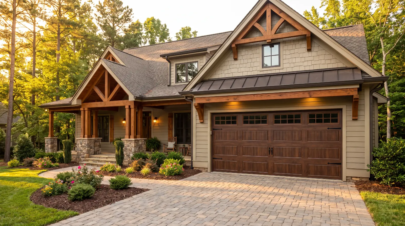 Carriage-house style garage door on a New England home